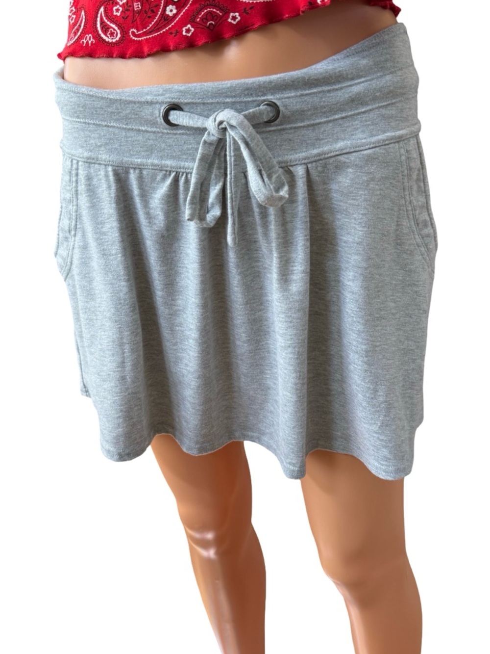 No Boundaries Heather Gray Drawstring Mini Skirt
